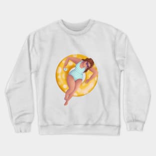 Girl In Swimming Pool Illustration, polka dot floaty Crewneck Sweatshirt